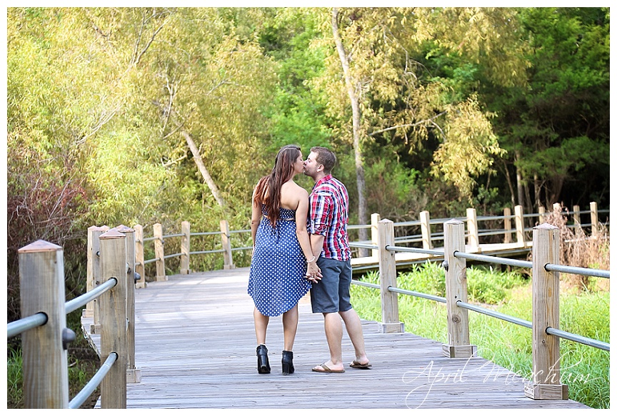 Engaged couple on bridge at Boone Hall Plantation in Mt. Pleasant, SC